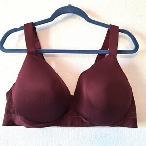 Cacique 42DD Lightly Lined Plunge Bra plus size burgundy red Lane Bryant